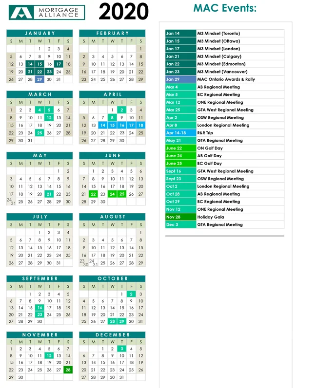 Mortgage Alliance events calendar